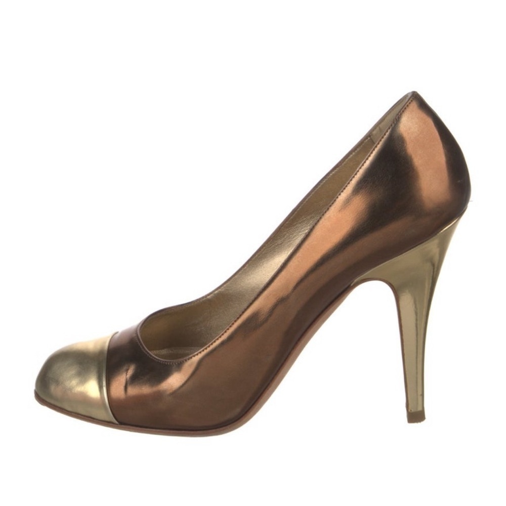 Miu Miu By Prada Metallic Colorblock Round Toe He… - image 3